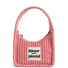 Corduroy Shoulder Bag Crossbody Square Handbag Women's Chain Bag
