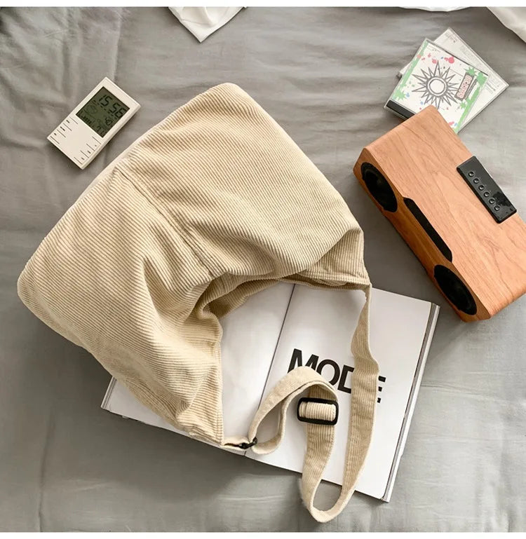 Corduroy Oversized Laptop Hobo Slouchy Bag