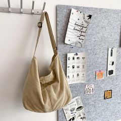 Corduroy Oversized Laptop Hobo Slouchy Bag