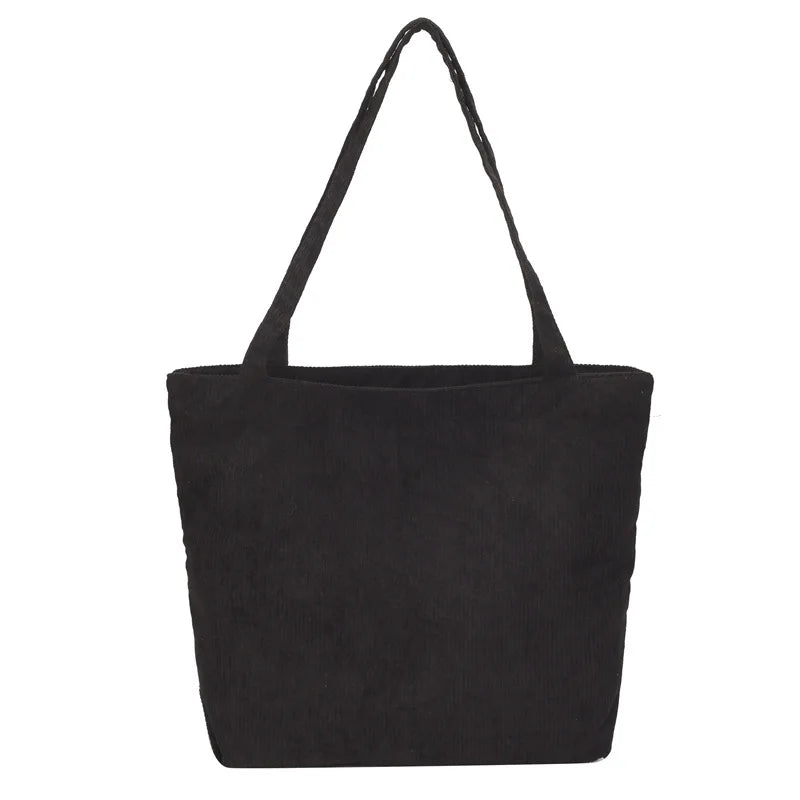 Corduroy Tote Women's Bag Shopper Large Capacity Solid Shopping Handbags