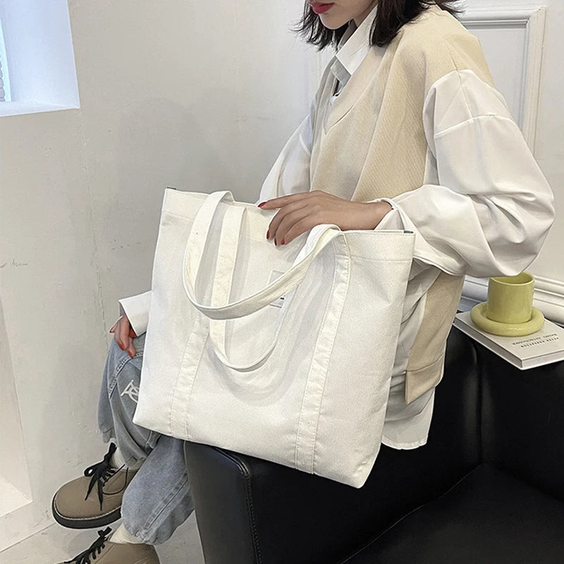 Corduroy Tote Bags for Women Foldable Shopper Eco-friendly Shoulder Bag