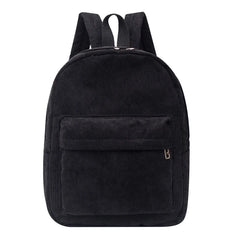 Corduroy Unisex School Backpack Casual Rucksack Lightweight Water Resistant