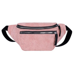 Women's Corduroy Waist Bag Zipper Chest Bag