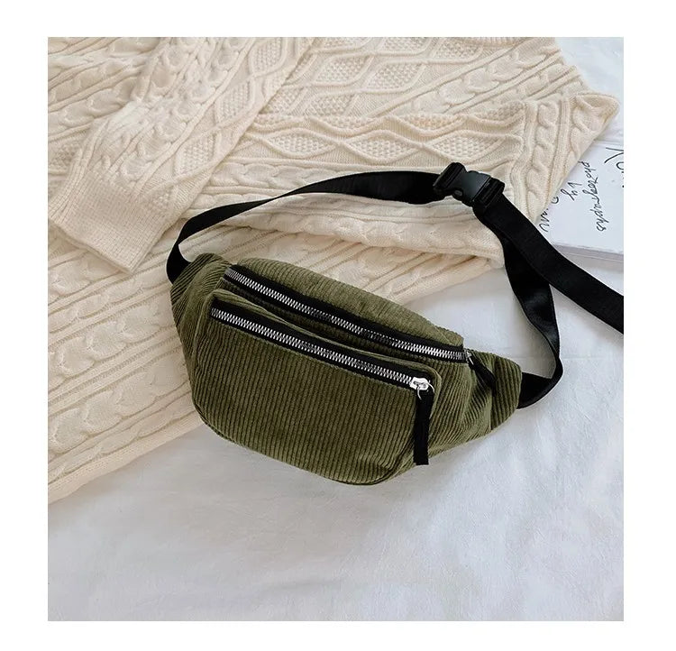 Corduroy Waist Bag Women Chest Bag