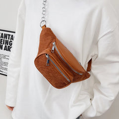 Corduroy Waist Bag Large Travel Chest Bag For Women