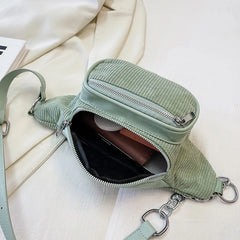 Corduroy Waist Bag Large Travel Chest Bag For Women