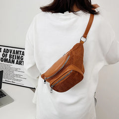 Corduroy Waist Bag Large Travel Chest Bag For Women