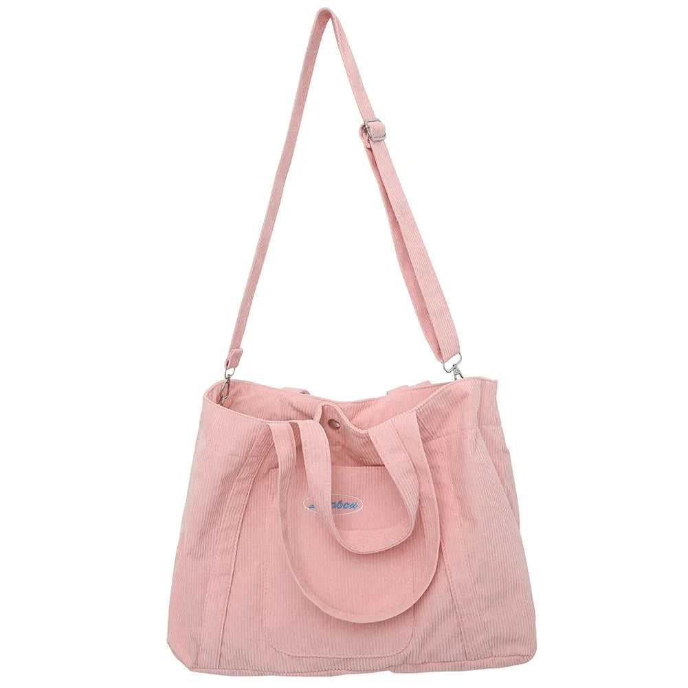 Corduroy Women Handbags Casual Large Capacity Ladies Crossbody Bag