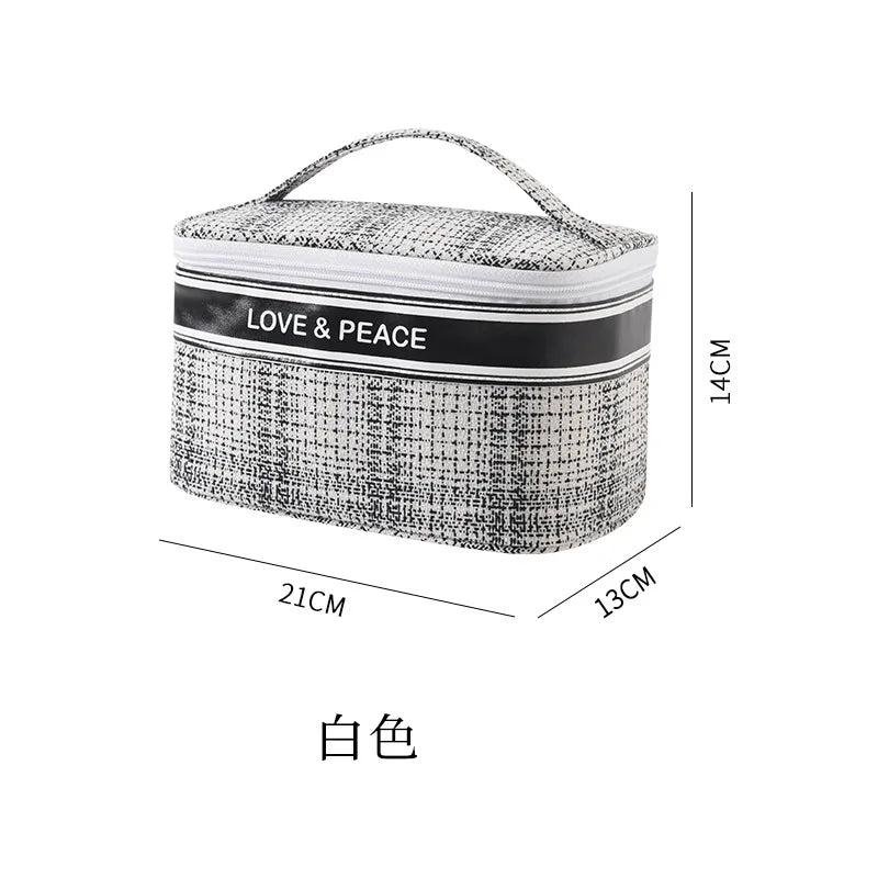 Plaid Pattern Cosmetic Bag with Large Storage Capacity