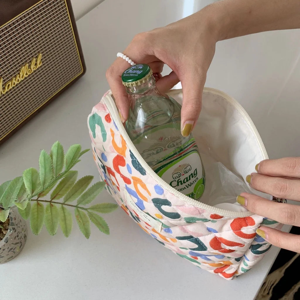Floral Cosmetic Bag Small Fresh Large-capacity Clutch Female Student Multi-funct