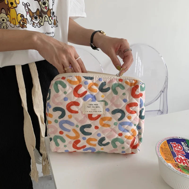 Floral Cosmetic Bag Small Fresh Large-capacity Clutch Female Student Multi-funct