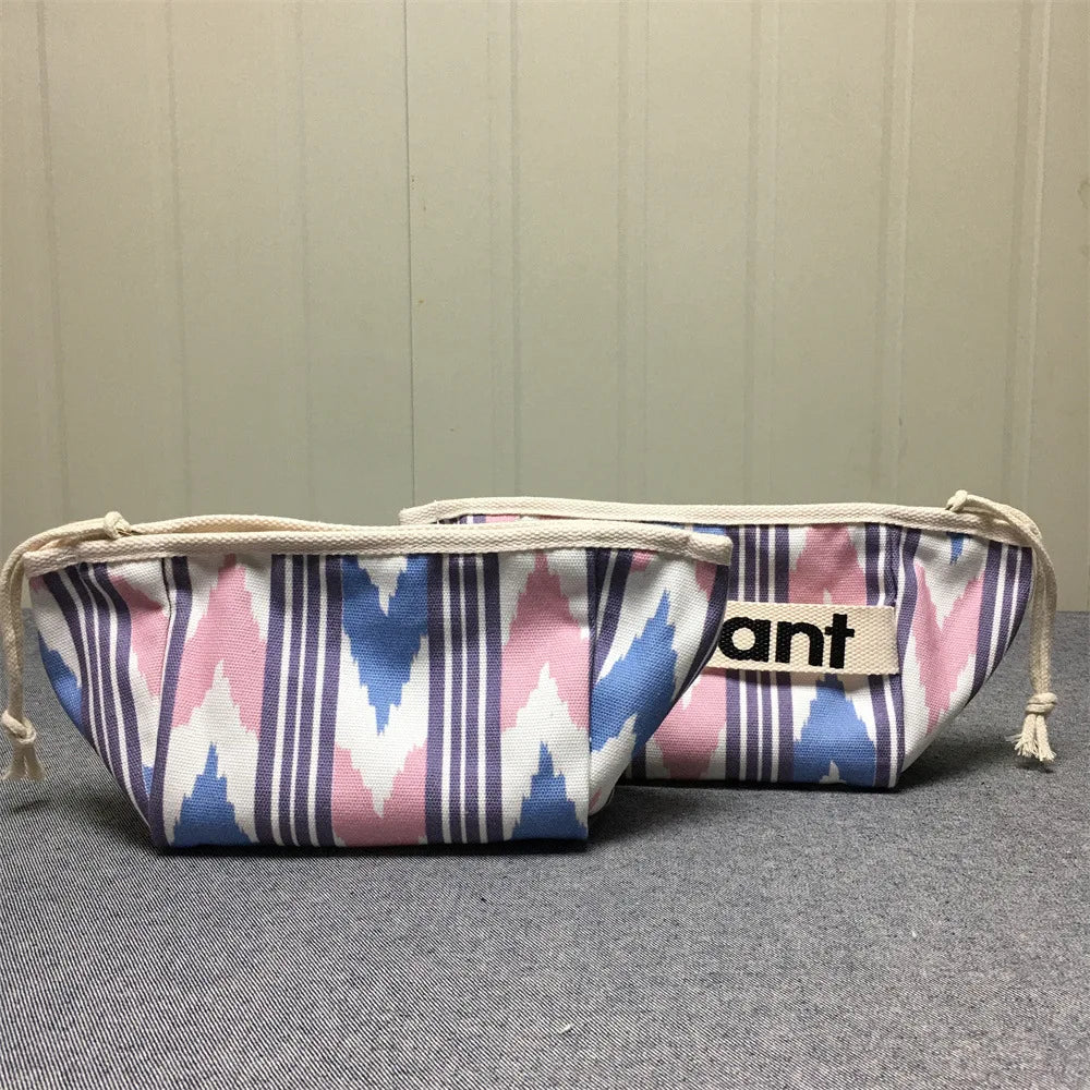 Striped Makeup Case Organizer Tassel Cosmetic Pouch Travel Toiletry Bag
