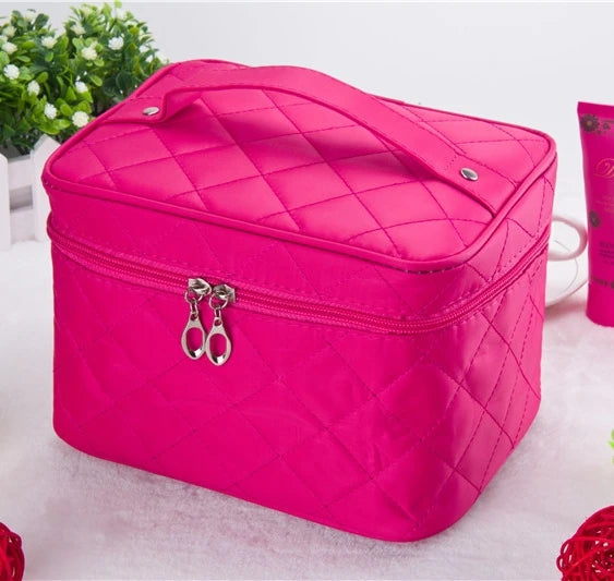 Quilted Cosmetic Bag Large Capacity Makeup Storage Handbag