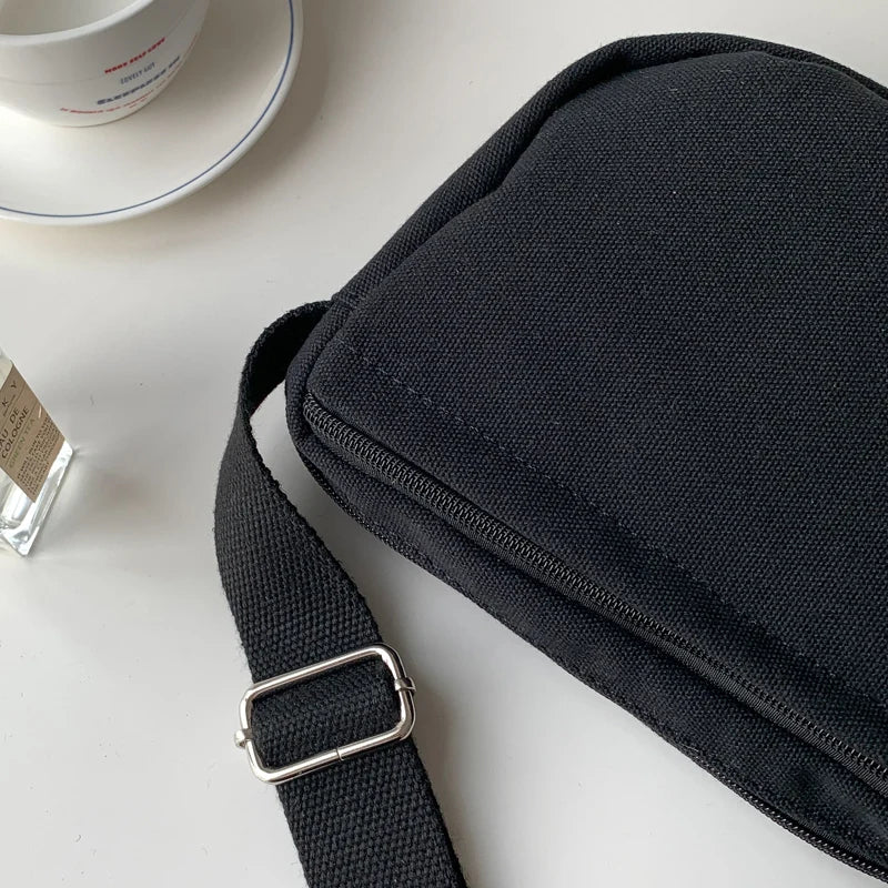 Canvas Zipper Saddle Bag Women's Shoulder Crossbody