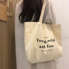Cotton Canvas Girls School Books Shoulder Bag Eco Reusable Shopping Bag
