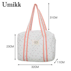 Cotton Carry On Bag Large Capacity Cartoon Printed Multifunction Zipper