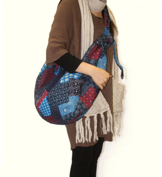 Vintage Cotton Shoulder Bag for Women Large Capacity