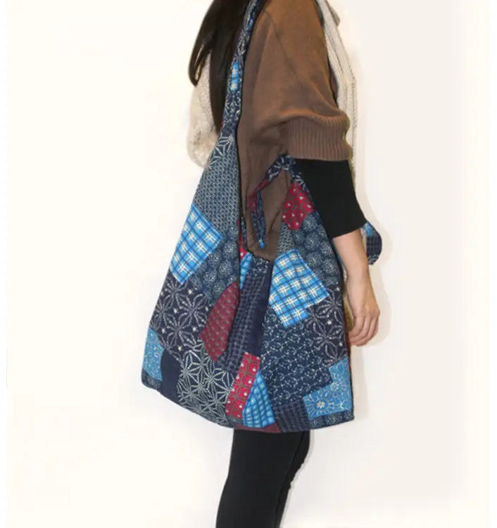 Vintage Cotton Shoulder Bag for Women Large Capacity