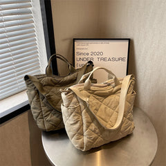 Quilted Commute Bag Large Capacity Soft Handbag