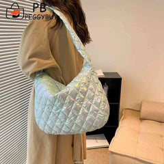 Women Tote Bag Large-capacity Handbags Laser Multicolor Rhombus Pattern