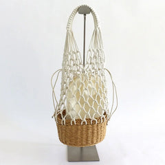 Hollow Fishnet Weaving Beach Straw Women Shoulder Bag