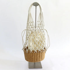 Hollow Fishnet Weaving Beach Straw Women Shoulder Bag