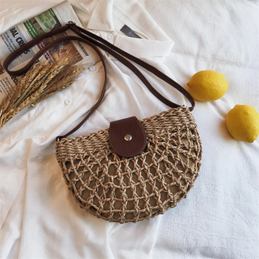 Summer Ladies Shoulder Bag Weaving Female Travel Shoulder Bag