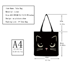 Cute Couple Cat Print Women's Handbag Eco Shopping Bag