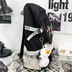 Couple's Nylon Backpack Waterproof School Bags Patchwork Rucksack