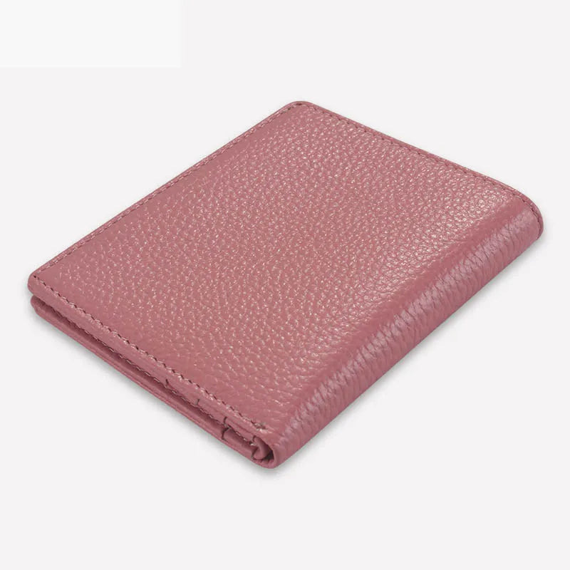 Cow Leather Hasp Mini Purse Women Soft Ultra-thin Wallets Lady's Short Purse