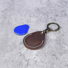 Water Shape Cow Leather Keychain Key Ring for Access Control