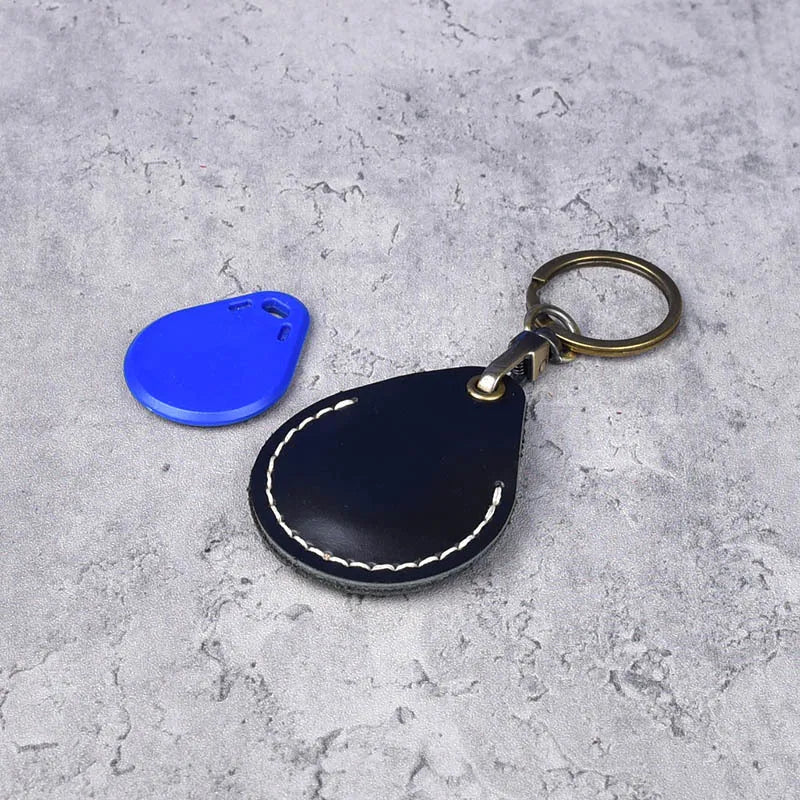 Water Shape Cow Leather Keychain Key Ring for Access Control