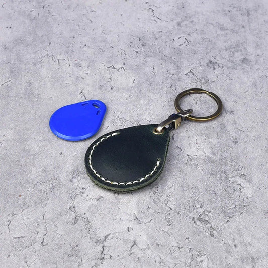 Water Shape Cow Leather Keychain Key Ring for Access Control