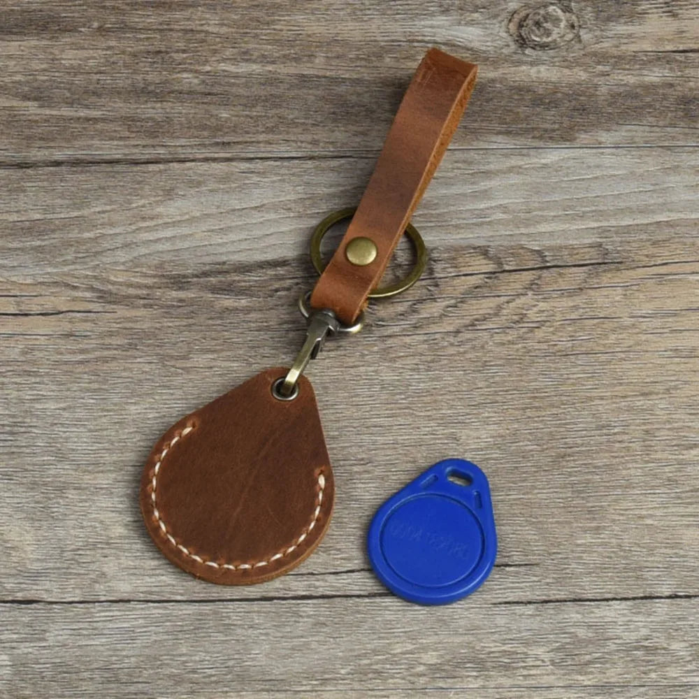 Water Shape Cow Leather Keychain Key Ring for Access Control