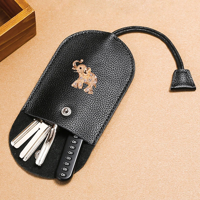 Cow Leather Key Bag Organizer Pouch Cover Key Case Keychain Wallet