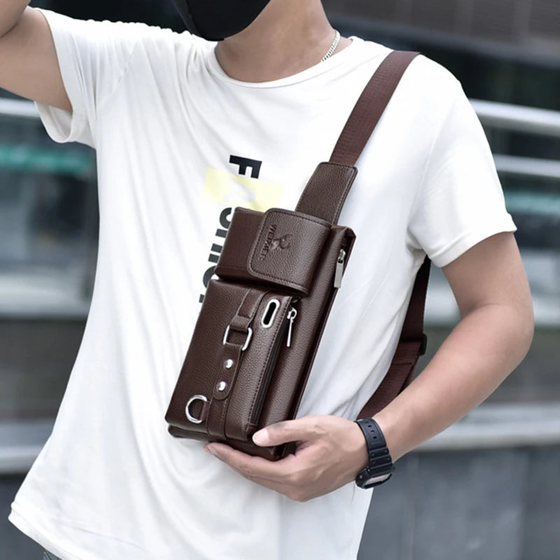 Men's Cow Leather Waist Bag Vintage Fanny Pack