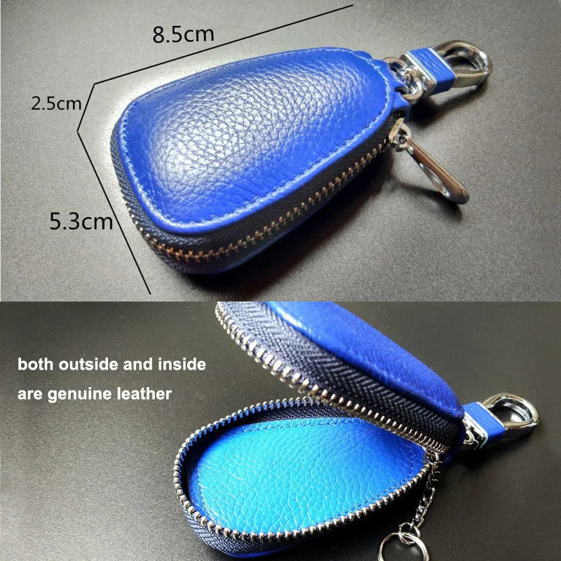 Cowhide Key Holder Wallet Men Business Car Key Chain Case