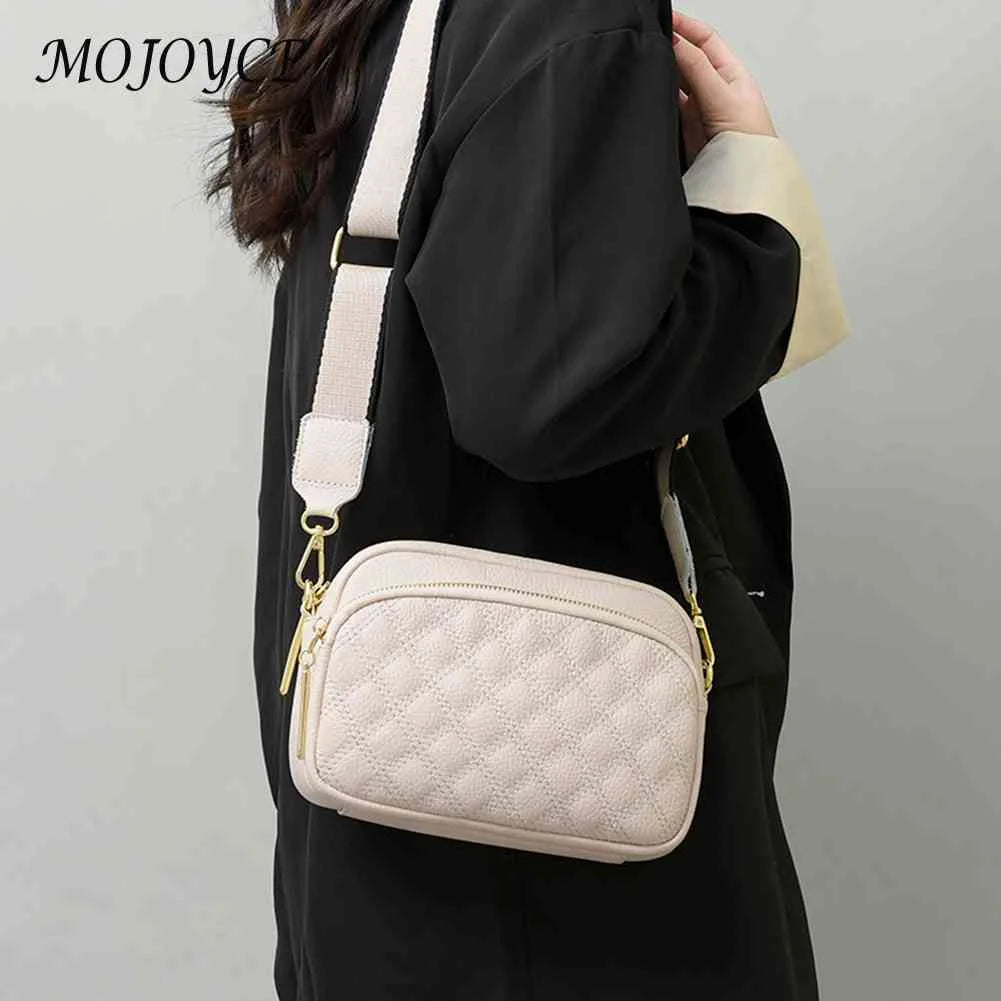 Cowhide Crossbody Bag Multi-layer Pocket Shoulder Satchel