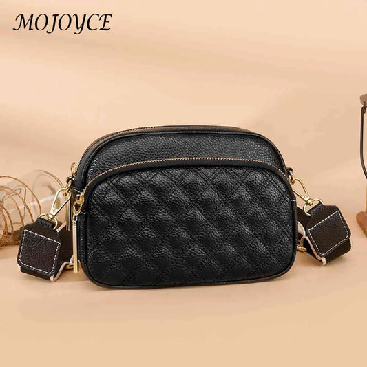Cowhide Crossbody Bag Multi-layer Pocket Shoulder Satchel