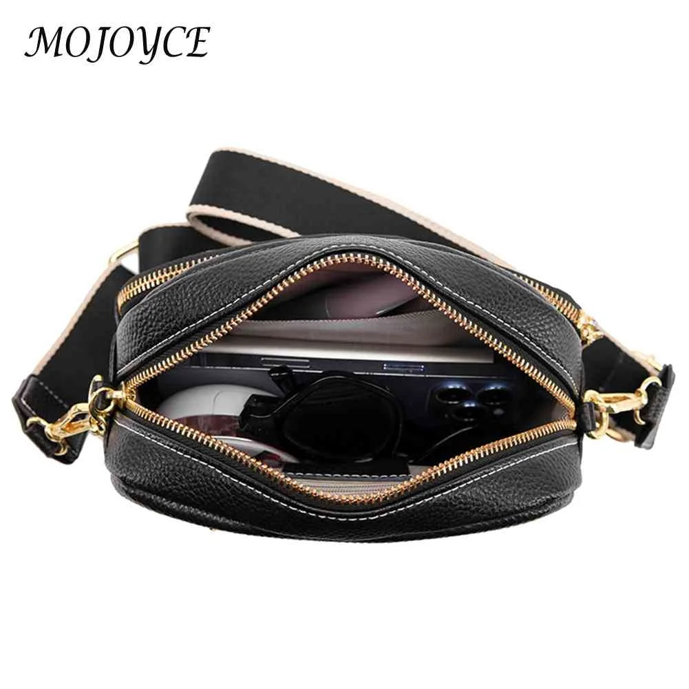 Cowhide Crossbody Bag Multi-layer Pocket Shoulder Satchel