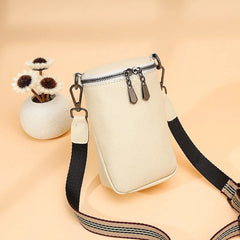 Cowhide Leather Mini Messenger Handbag Women Mobile Phone Pouch