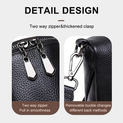 Cowhide Leather Mini Messenger Handbag Women Mobile Phone Pouch