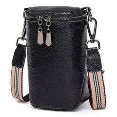Cowhide Leather Mini Messenger Handbag Women Mobile Phone Pouch