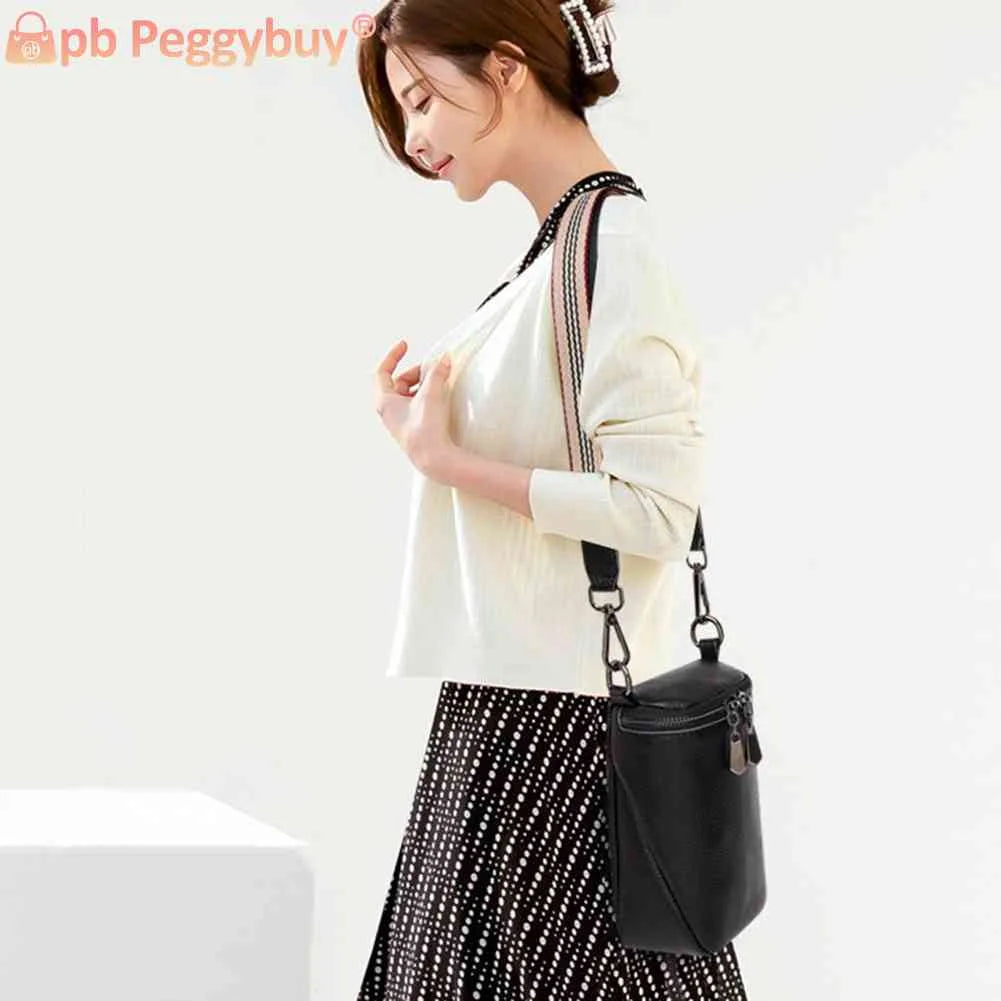 Cowhide Leather Purse Handbag Mini Women Shoulder Crossbody Bag