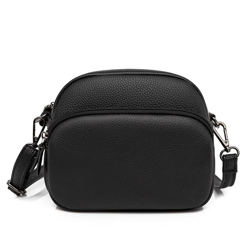 High Capacity Cowhide Leather Women Messenger Bag