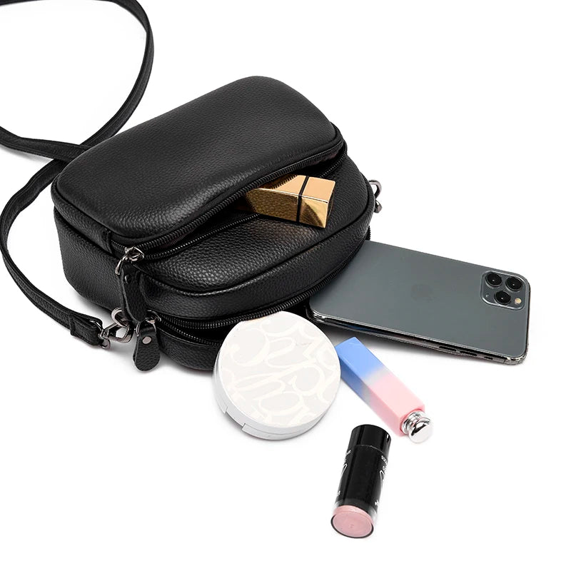 High Capacity Cowhide Leather Women Messenger Bag