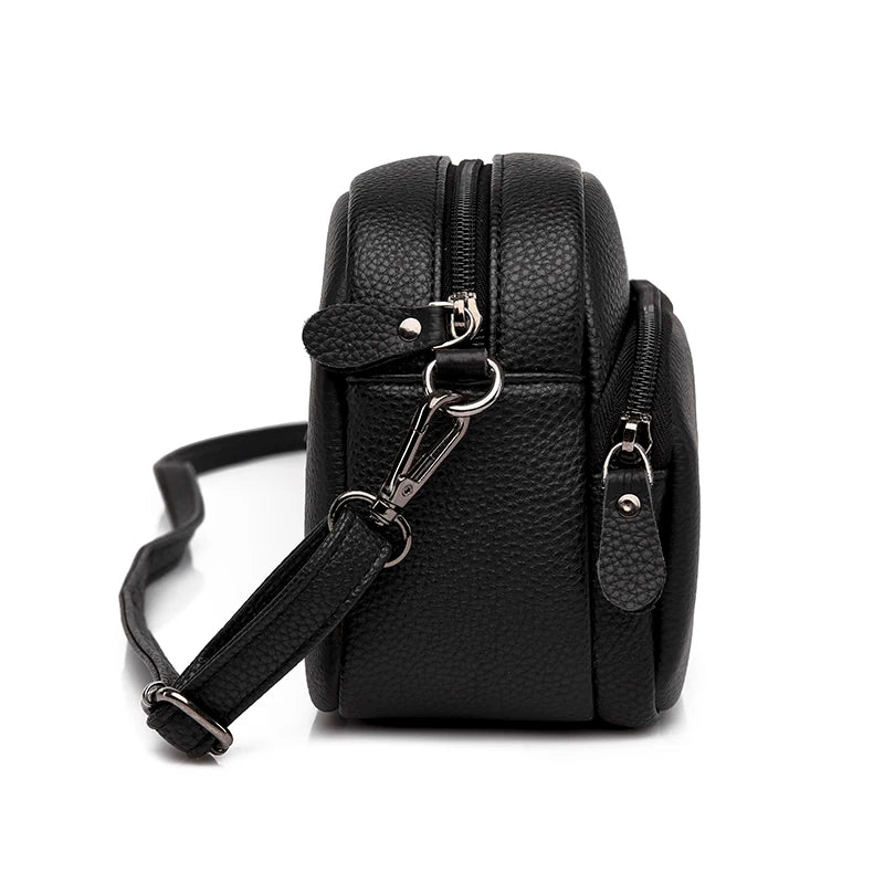 High Capacity Cowhide Leather Women Messenger Bag