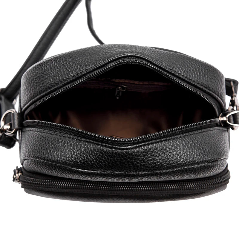High Capacity Cowhide Leather Women Messenger Bag