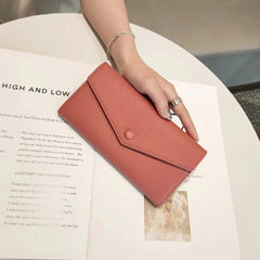 Women's Cowhide Long Wallet Envelope Clutch Phone Purse