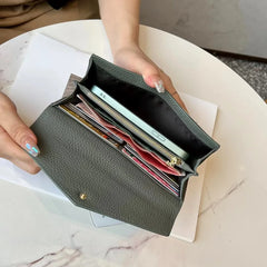 Women's Cowhide Long Wallet Envelope Clutch Phone Purse